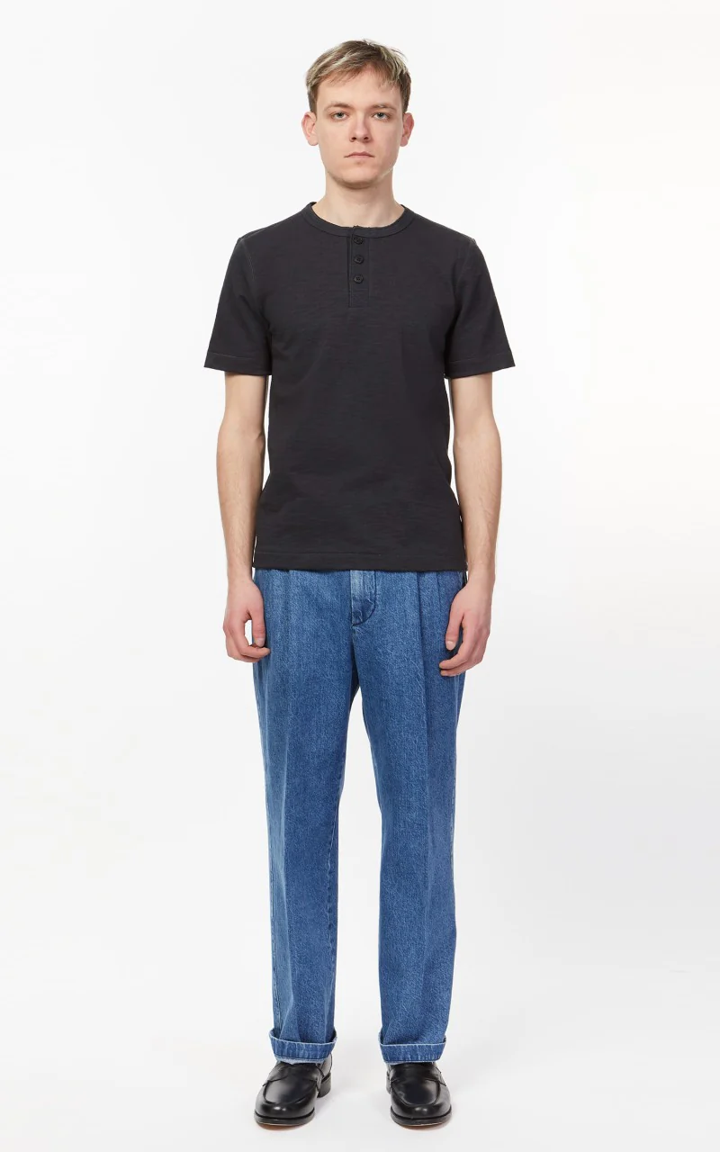 Merz b. Schwanen 2S04SL Heavyweight Henley Charcoal - Image 2