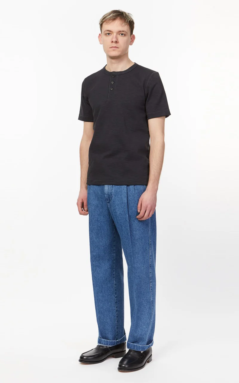 Merz b. Schwanen 2S04SL Heavyweight Henley Charcoal - Image 3