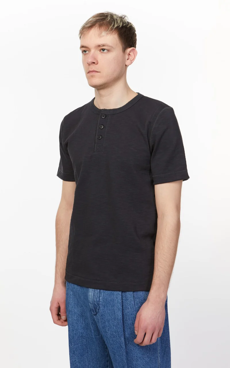 Merz b. Schwanen 2S04SL Heavyweight Henley Charcoal - Image 4
