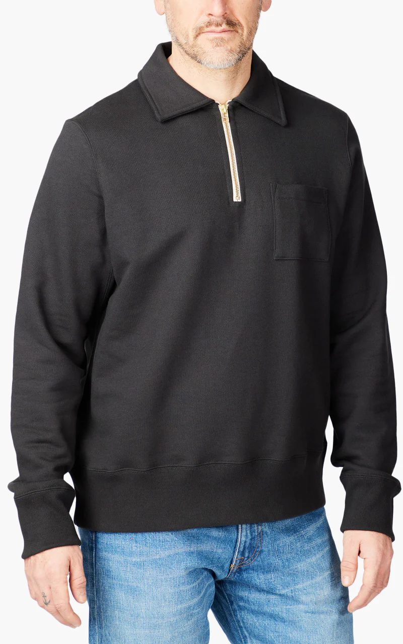Merz b. Schwanen 342Z Half Zip Sweatshirt Charcoal - Image 2