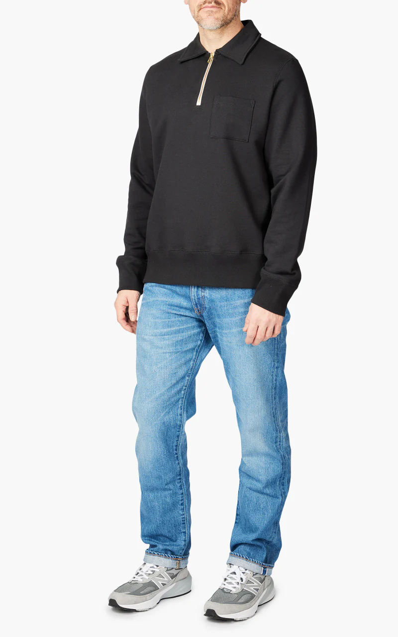 Merz b. Schwanen 342Z Half Zip Sweatshirt Charcoal - Image 4