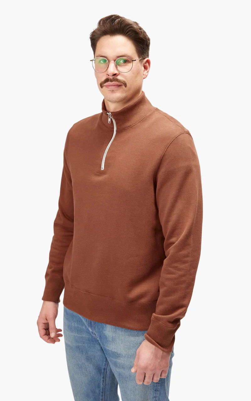 Merz b. Schwanen 343Z Sweatshirt Half Zip Mock Neck Tan - Image 4