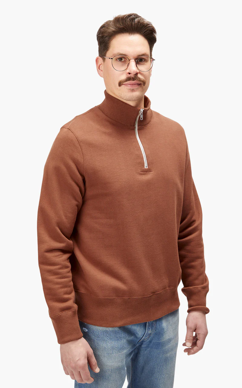 Merz b. Schwanen 343Z Sweatshirt Half Zip Mock Neck Tan - Image 5