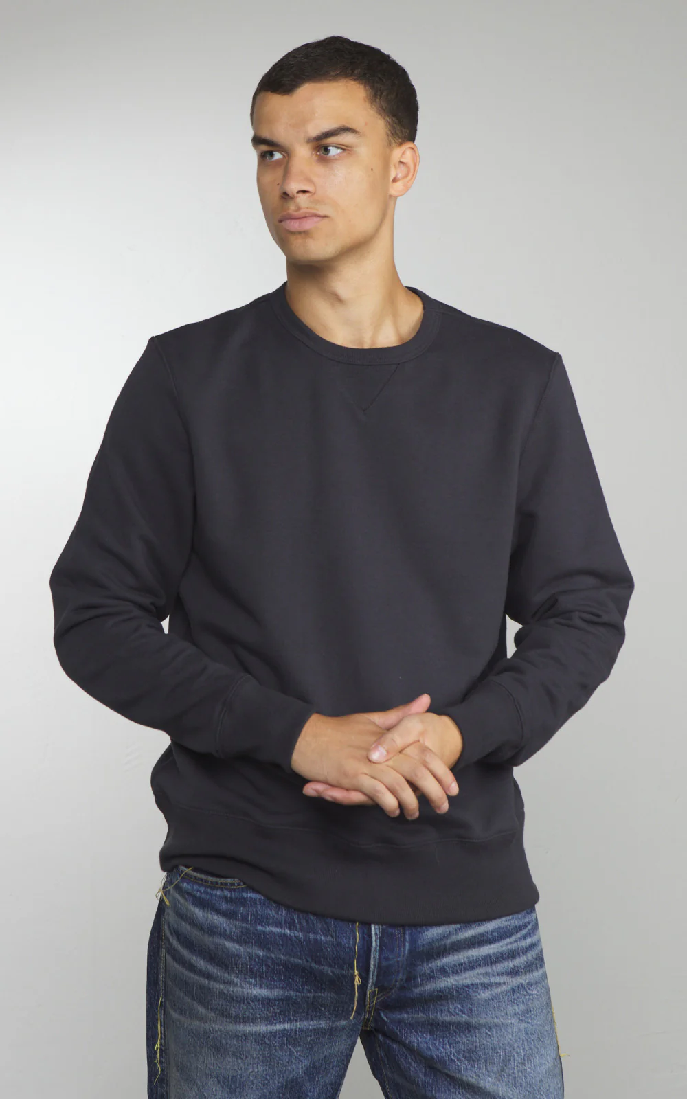 Merz b. Schwanen 3M46 Sturdy Loopback Fleece Sweatshirt Charcoal - Image 2