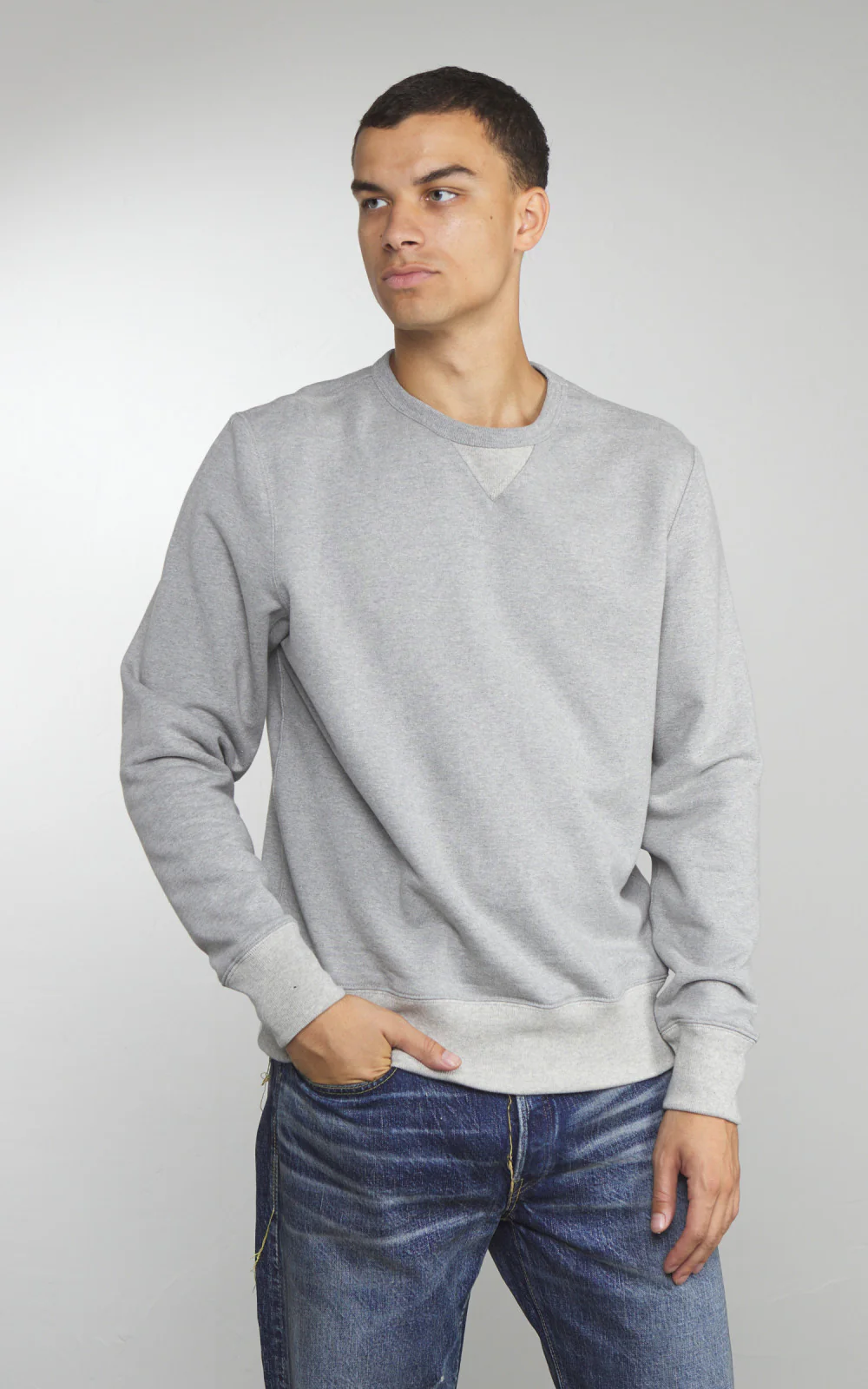 Merz b. Schwanen 3M46 Sturdy Loopback Fleece Sweatshirt Grey Melange - Image 2