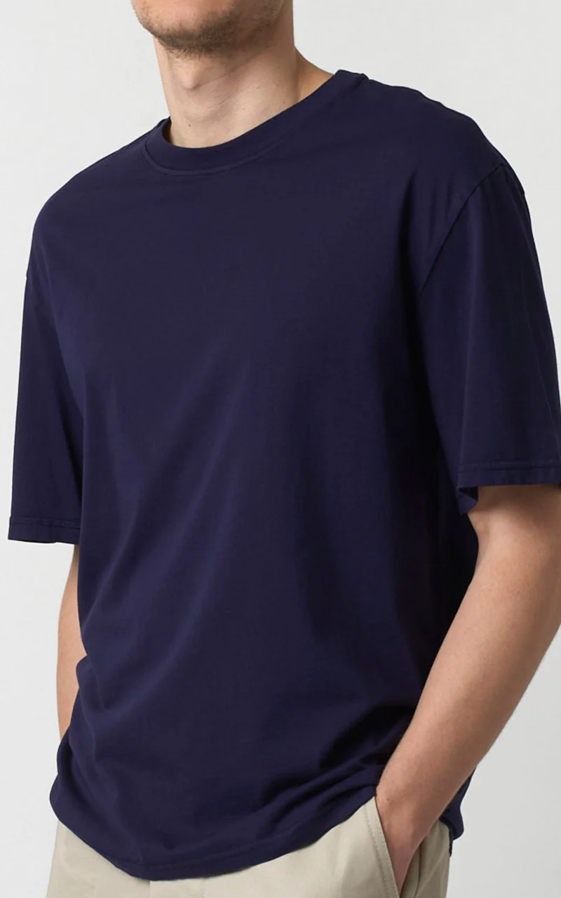 Merz b. Schwanen CTOS02 Oversized Crew Neck Tee Deep Blue - Image 3
