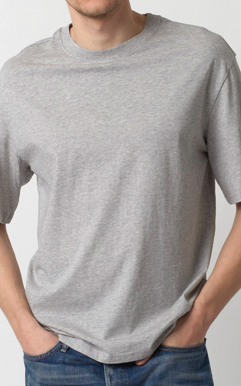 Merz b. Schwanen CTOS02 Oversized Crew Neck Tee Grey Melange - Image 2