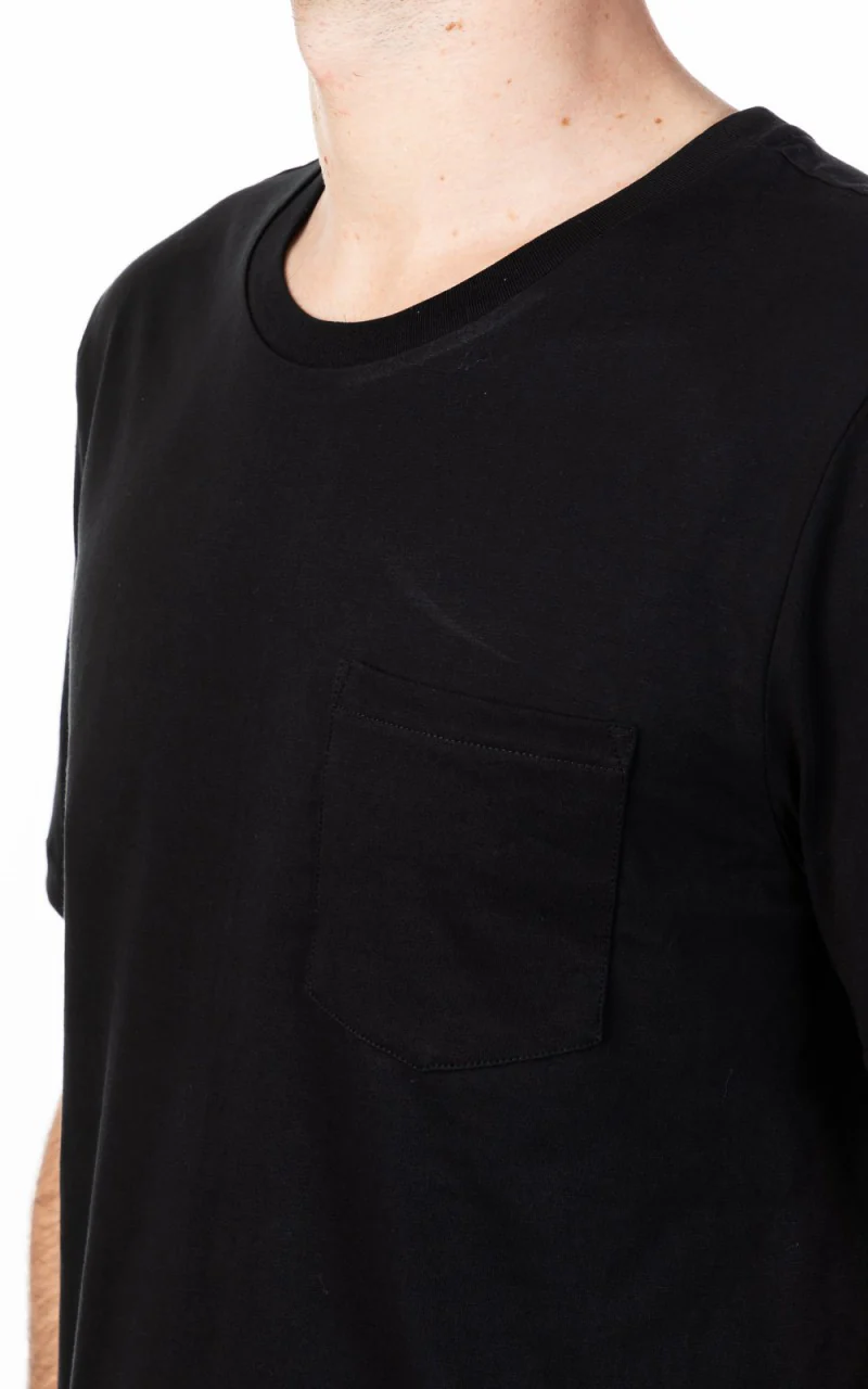 Merz b. Schwanen CTP01 Crew Neck Pocket Tee Deep Black - Image 5