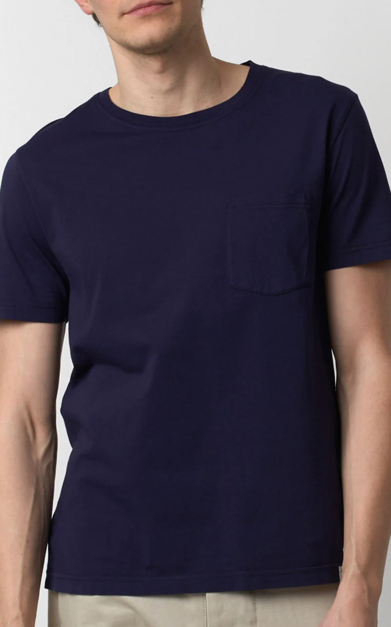 Merz b. Schwanen CTP02 Crew Neck Pocket Tee Deep Blue - Image 2