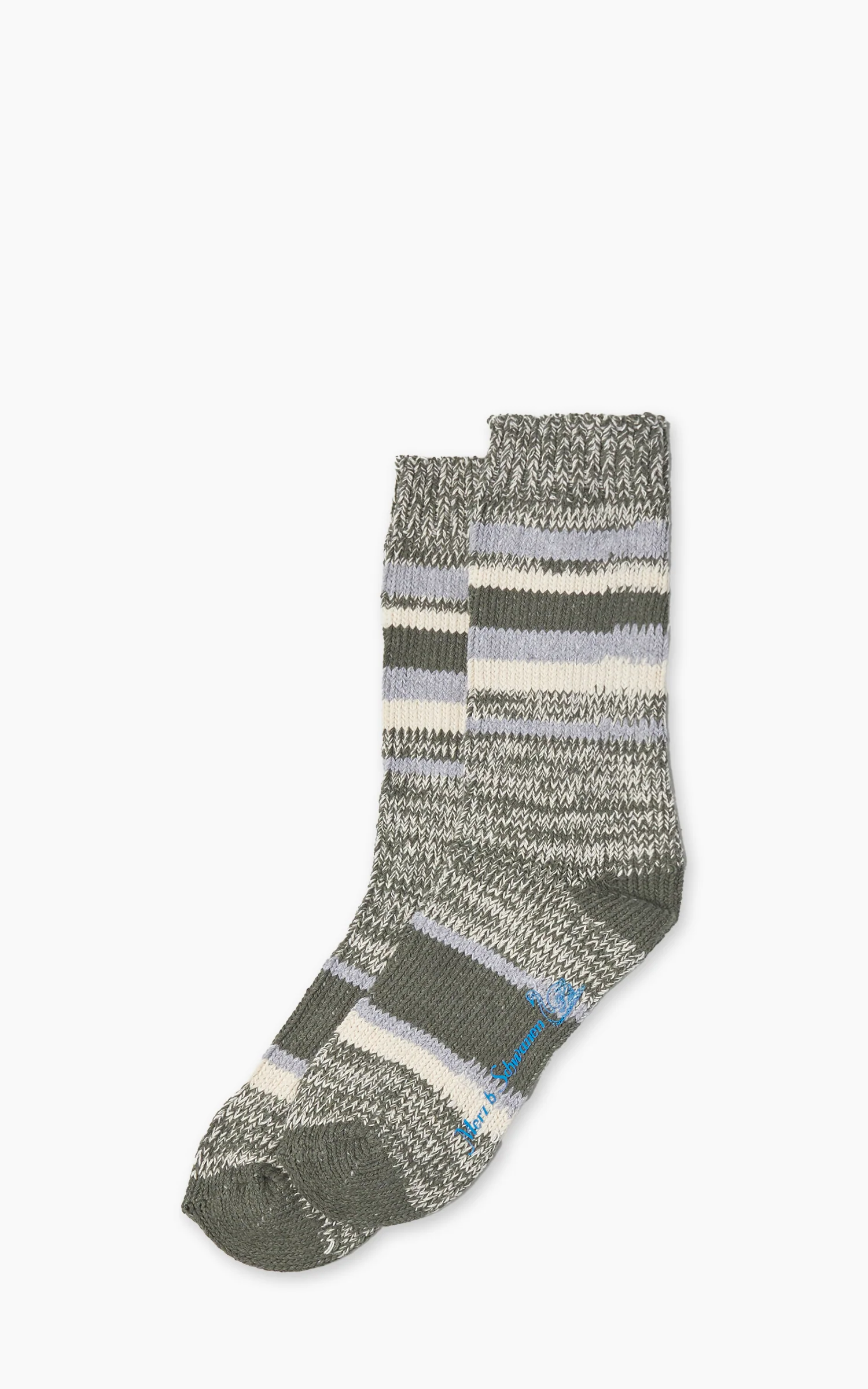 Merz b. Schwanen GS01 Socks Recycled Cotton Light Army/Grey Melange