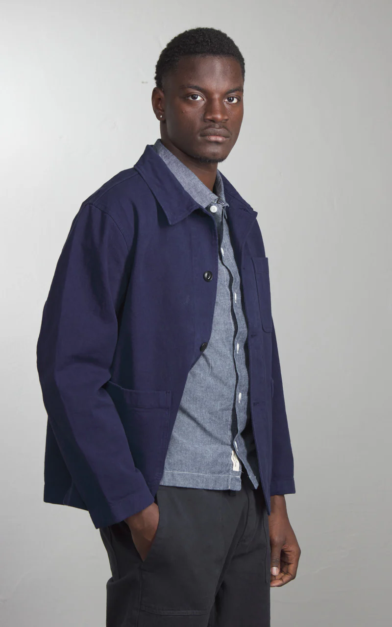 Merz b. Schwanen JKT05 Broken Twill Jacket Ink Blue - Image 4