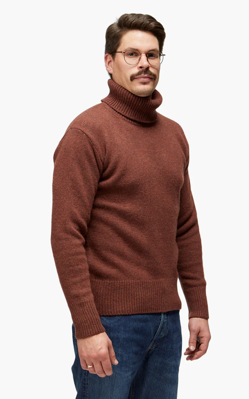 Merz b. Schwanen LOCT01 Roll Neck Pullover Chestnut - Image 2