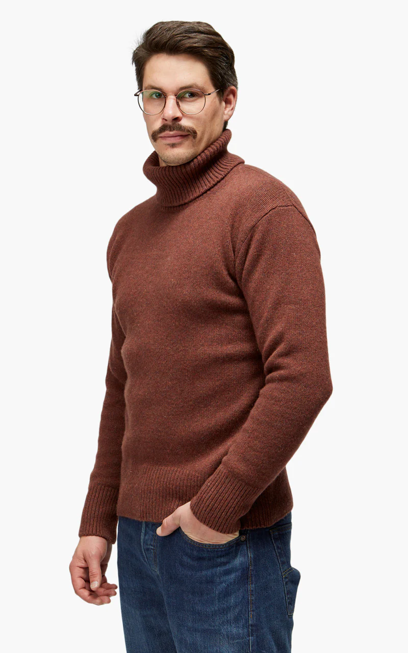 Merz b. Schwanen LOCT01 Roll Neck Pullover Chestnut - Image 8