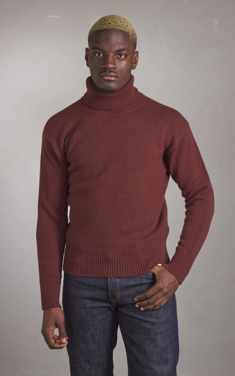 Merz b. Schwanen LOCT01 Roll Neck Pullover Wool Bark Brown - Image 2