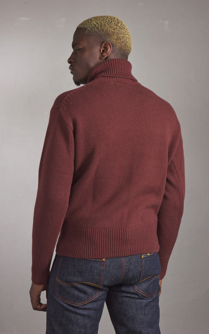 Merz b. Schwanen LOCT01 Roll Neck Pullover Wool Bark Brown - Image 3