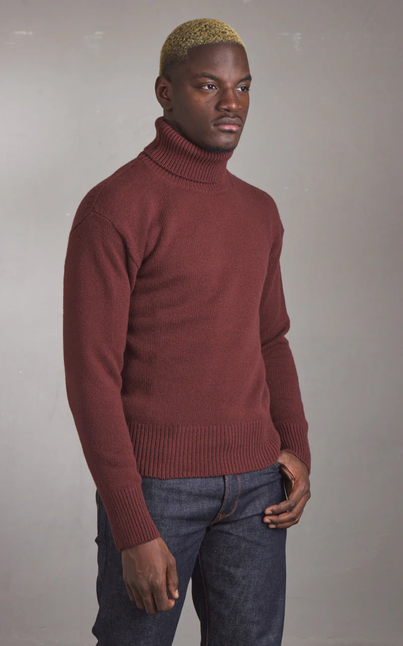 Merz b. Schwanen LOCT01 Roll Neck Pullover Wool Bark Brown - Image 4