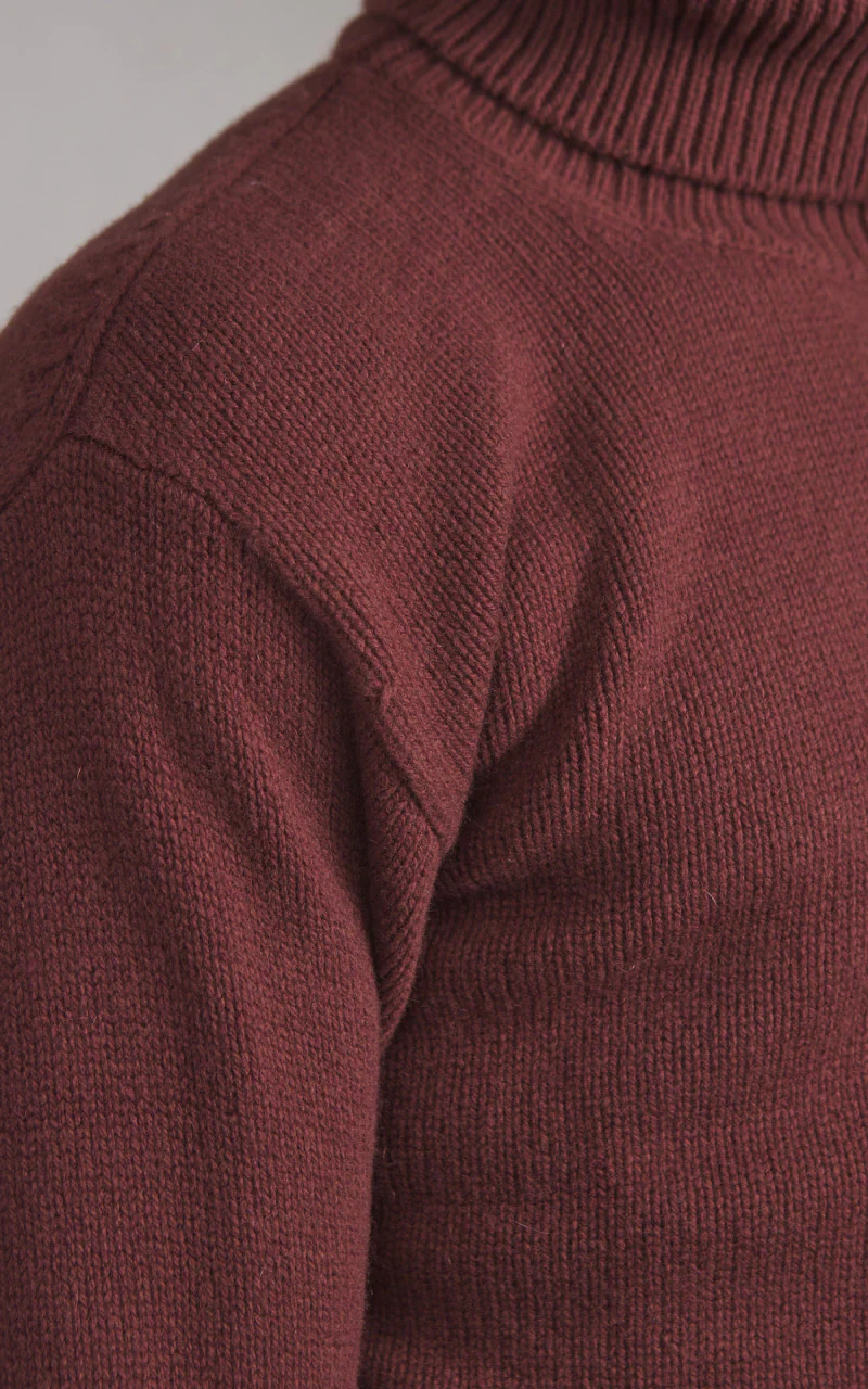 Merz b. Schwanen LOCT01 Roll Neck Pullover Wool Bark Brown - Image 5