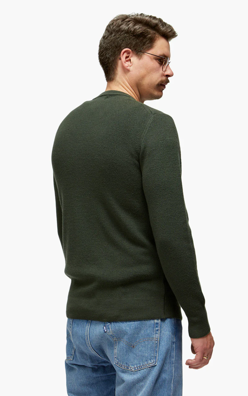 Merz b. Schwanen MWCC01 Classic Crew Merino Pullover Army - Image 6
