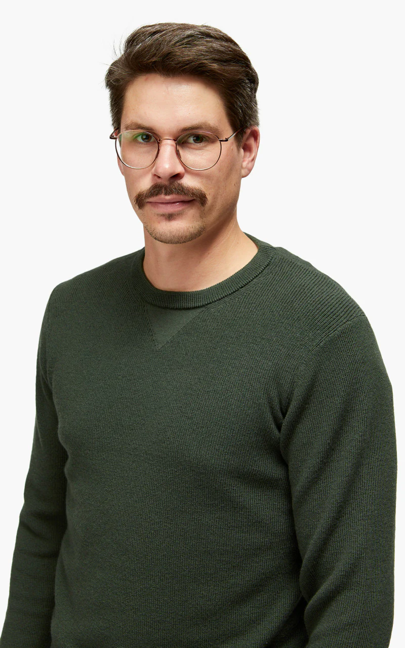 Merz b. Schwanen MWCC01 Classic Crew Merino Pullover Army - Image 7
