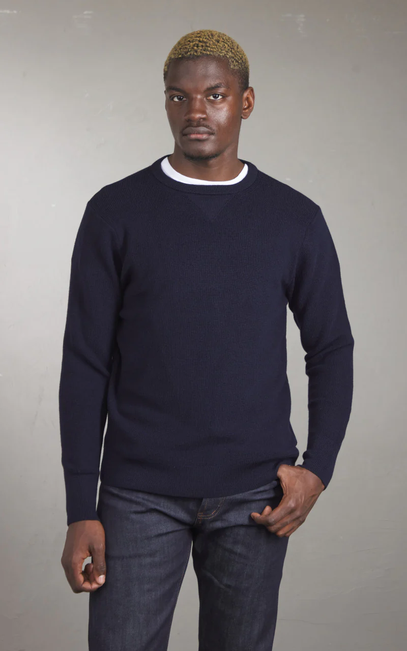 Merz b. Schwanen MWCC01 Classic Crew Merino Pullover Dark Navy - Image 2