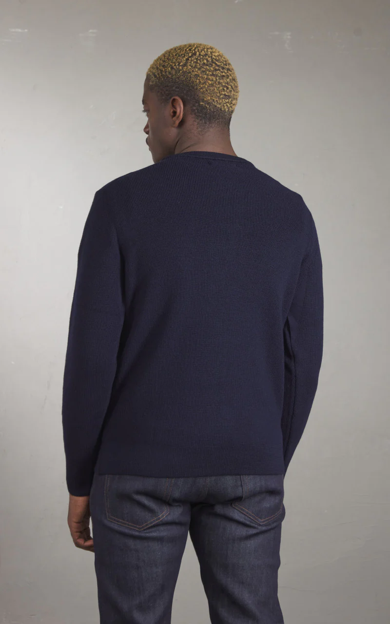 Merz b. Schwanen MWCC01 Classic Crew Merino Pullover Dark Navy - Image 6