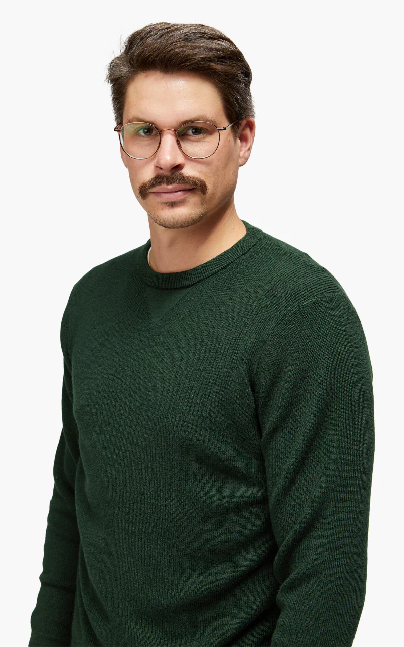 Merz b. Schwanen MWCC01 Classic Crew Merino Pullover Forest - Image 7