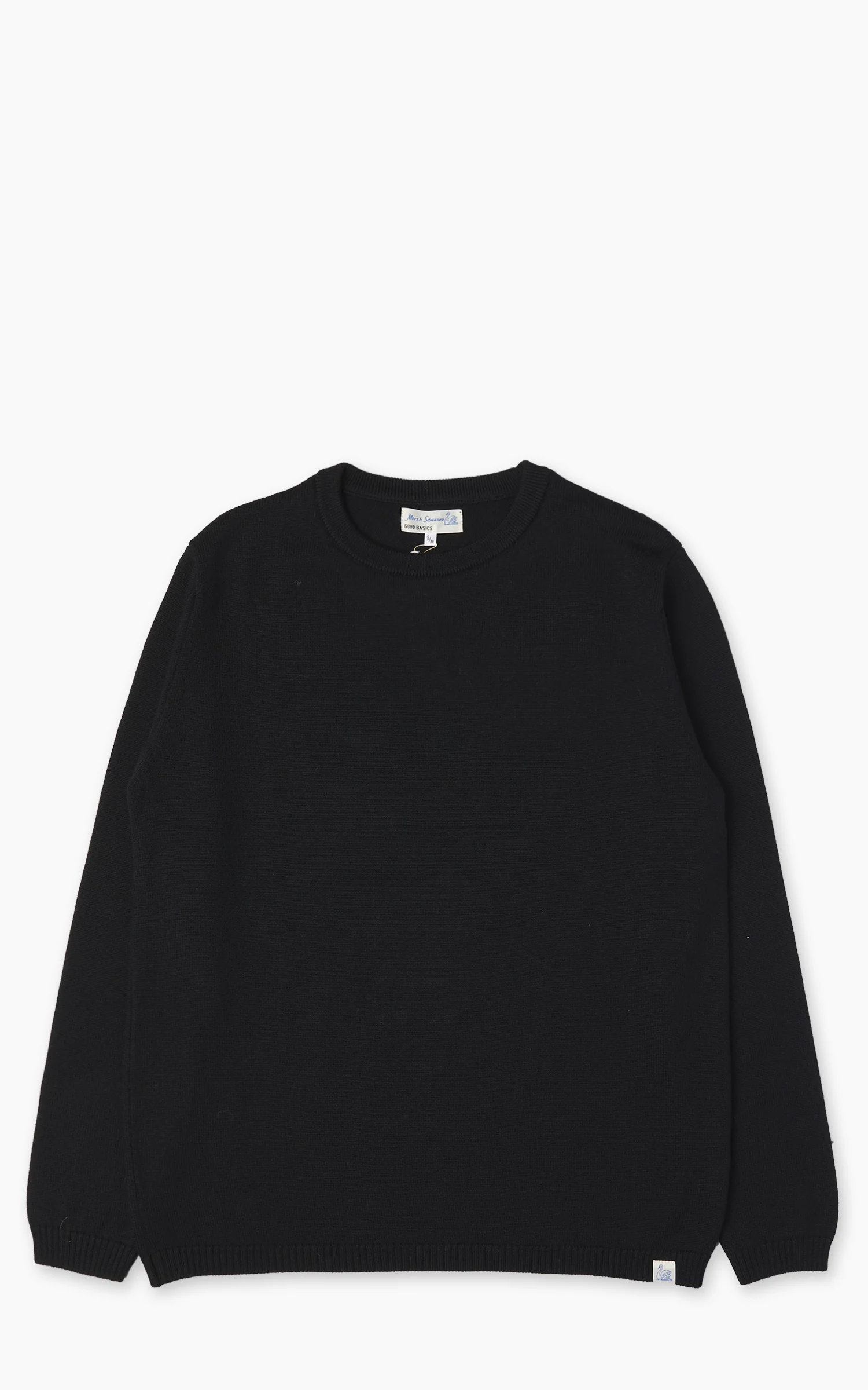 Merz b. Schwanen MWRC01 Classic Crew Merino Wool Pullover Deep Black