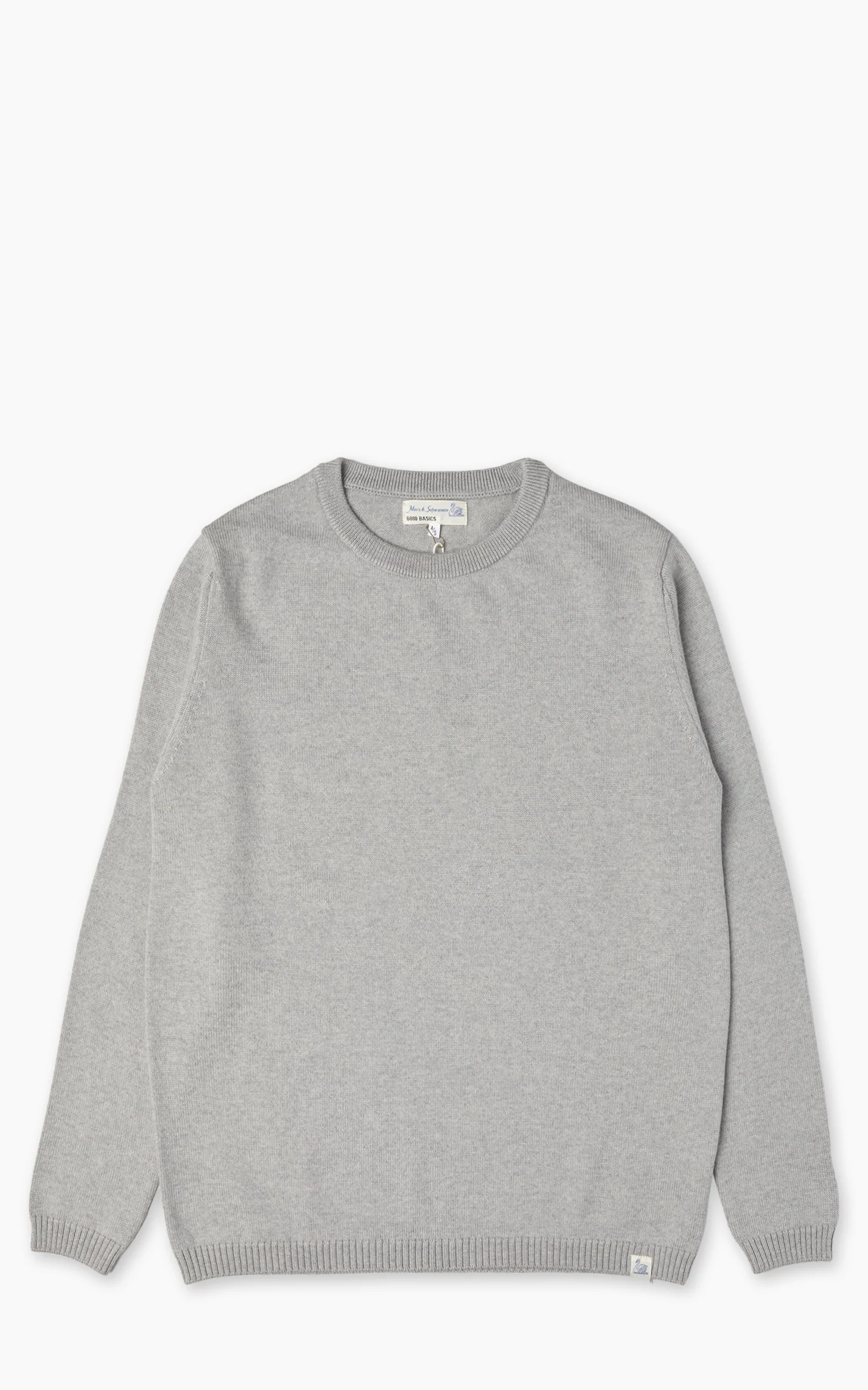 Merz b. Schwanen MWRC01 Classic Crew Merino Wool Pullover Grey Melange