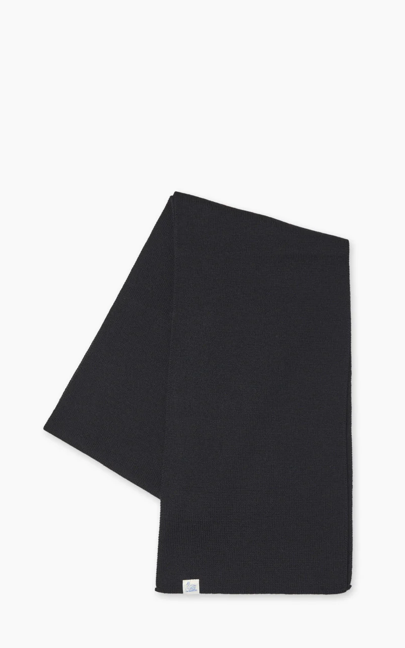 Merz b. Schwanen MWSC01 Merino Wool Ribbed Scarf Deep Black