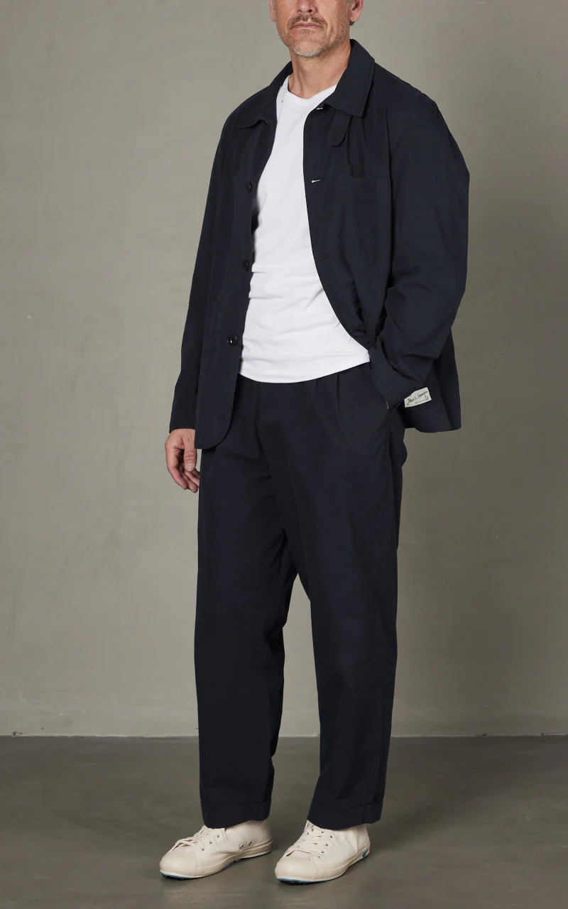 Merz b. Schwanen PANTS03 Pleated Front Pants Dark Navy - Image 2