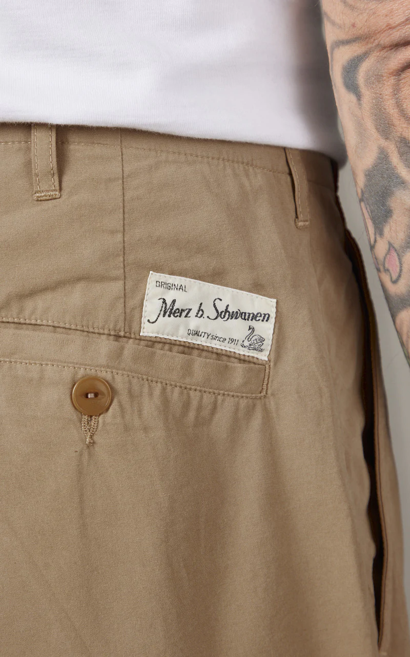 Merz b. Schwanen PANTS03 Pleated Front Pants Khaki - Image 5