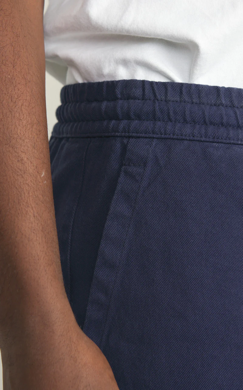Merz b. Schwanen PANTS05 Broken Twill Drawstring Pants Ink Blue - Image 5