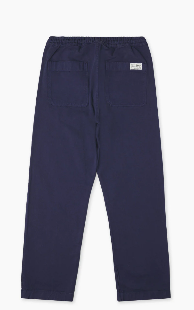 Merz b. Schwanen PANTS05 Broken Twill Drawstring Pants Ink Blue - Image 6