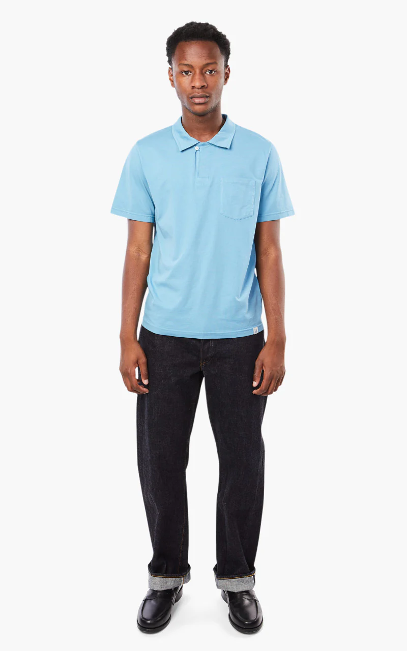 Merz b. Schwanen PLP02 Polo Pocket Shirt Aqua - Image 2