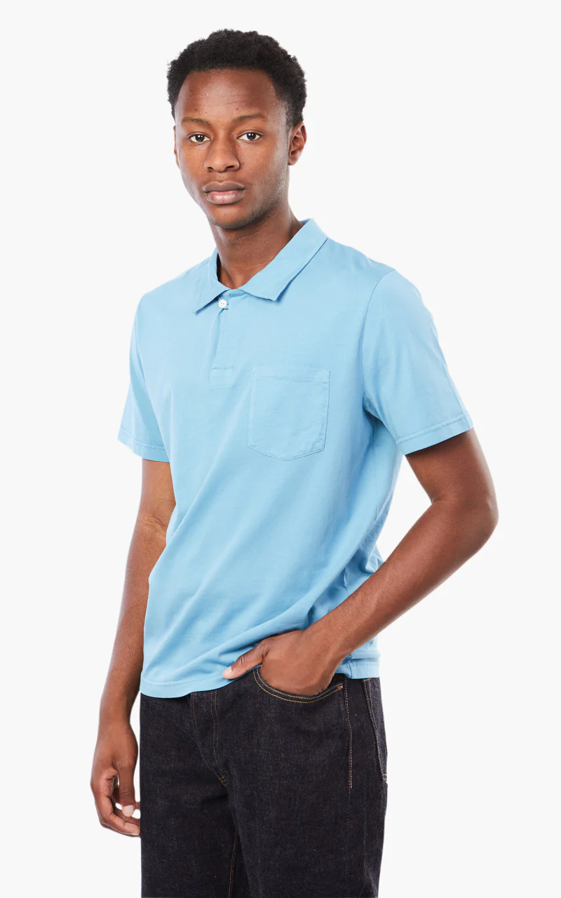 Merz b. Schwanen PLP02 Polo Pocket Shirt Aqua - Image 3