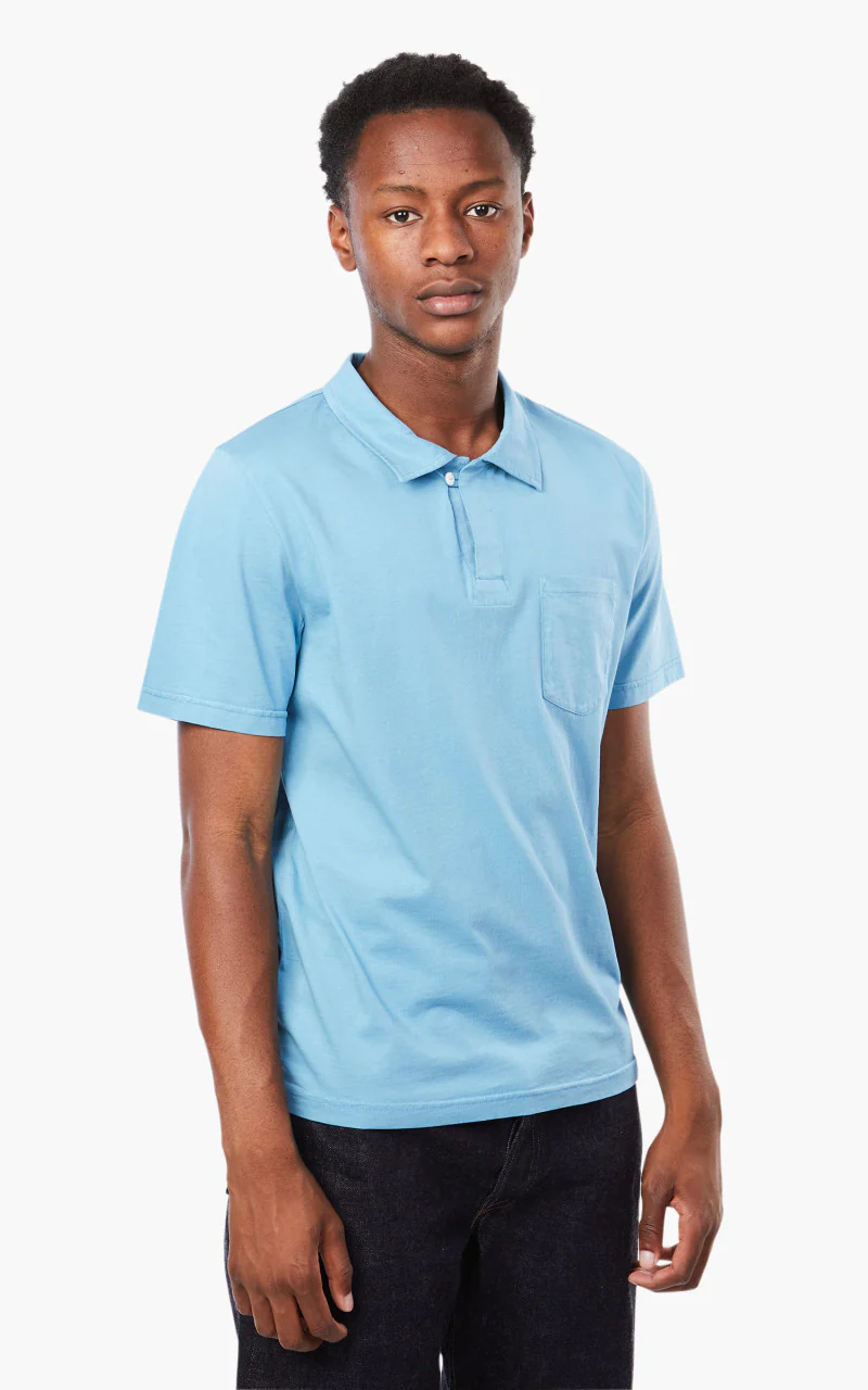 Merz b. Schwanen PLP02 Polo Pocket Shirt Aqua - Image 5
