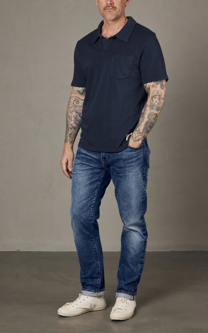 Merz b. Schwanen PLP04 Polo Shirt Denim Blue - Image 2