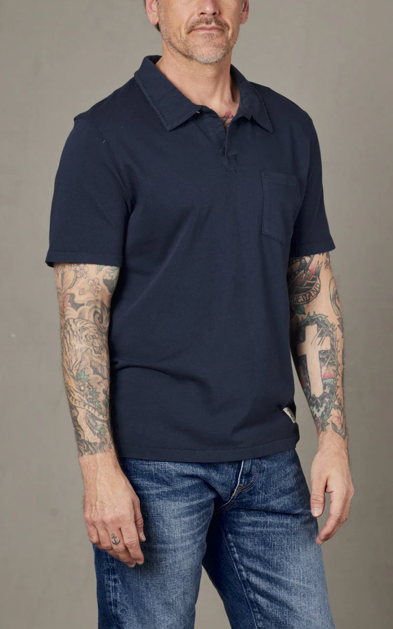 Merz b. Schwanen PLP04 Polo Shirt Denim Blue - Image 3