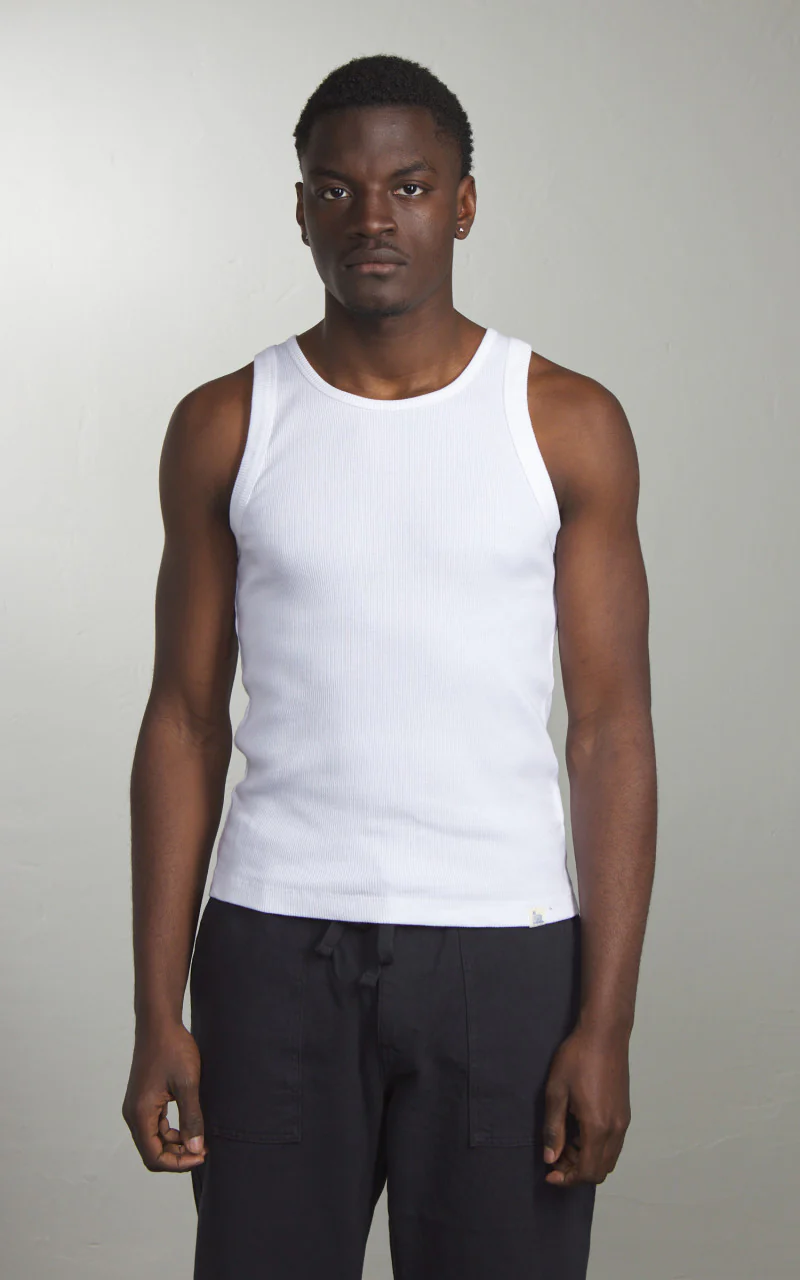 Merz b. Schwanen RIBTANK01 Ribbed Tank Top White - Image 2