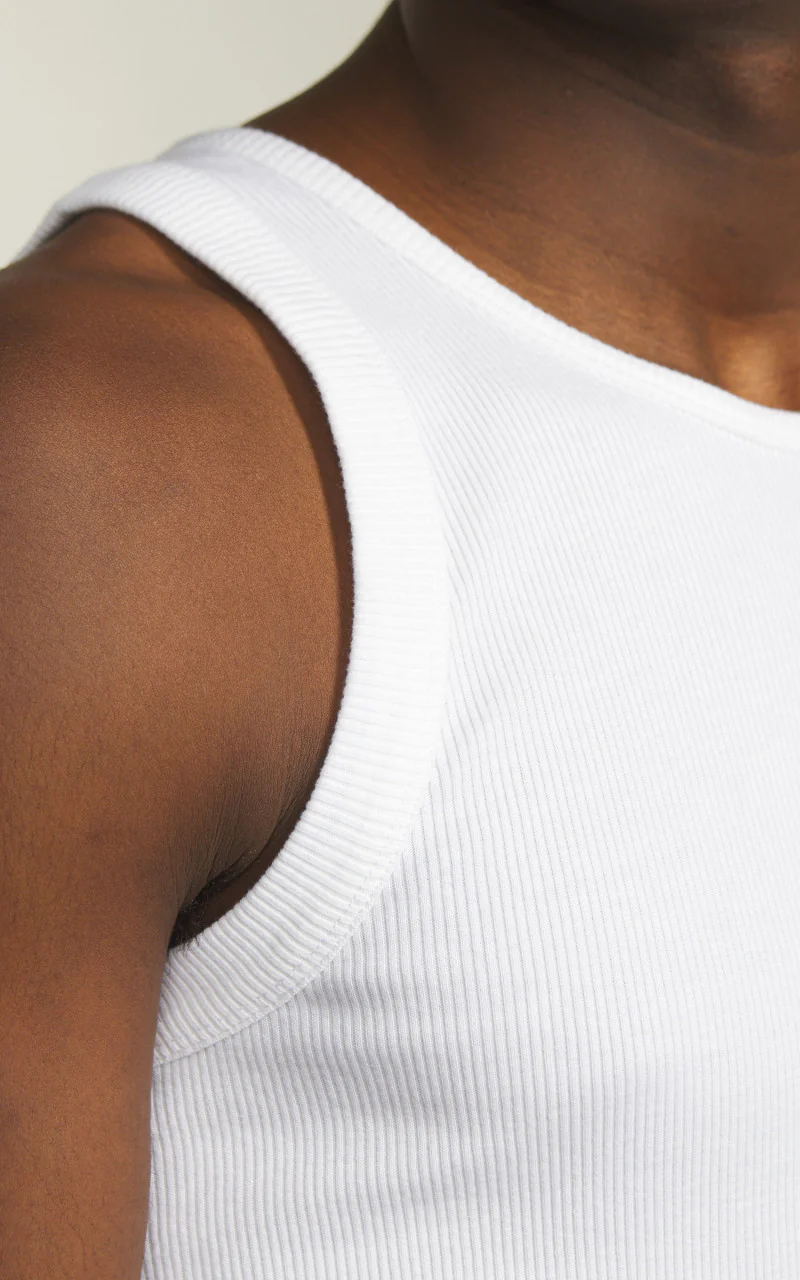 Merz b. Schwanen RIBTANK01 Ribbed Tank Top White - Image 4