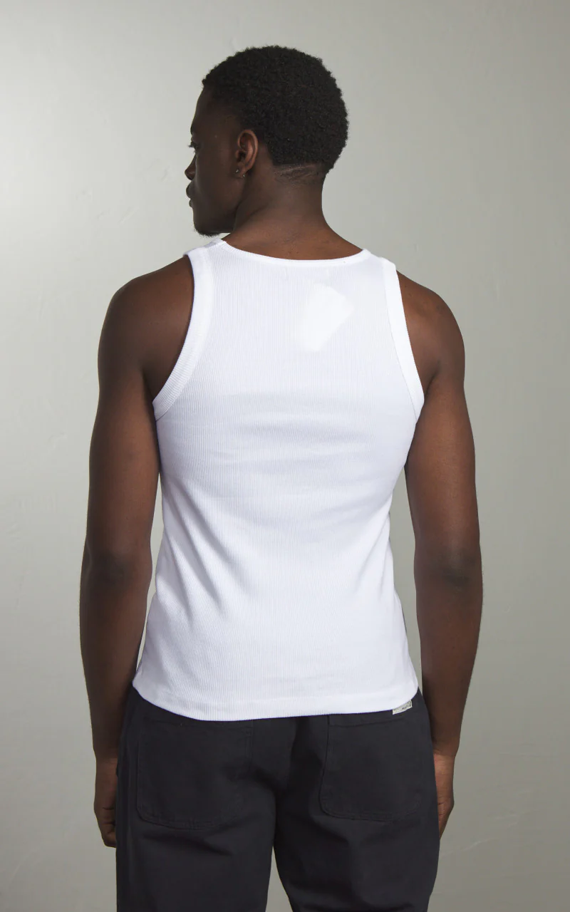 Merz b. Schwanen RIBTANK01 Ribbed Tank Top White - Image 5