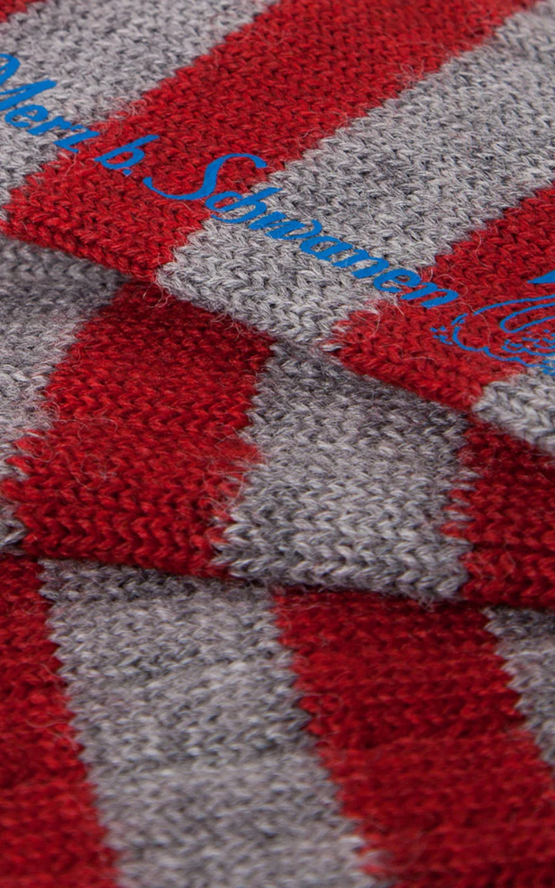 Merz b. Schwanen S76 Ringel Socks Dark Red / Grey Melange - Image 5