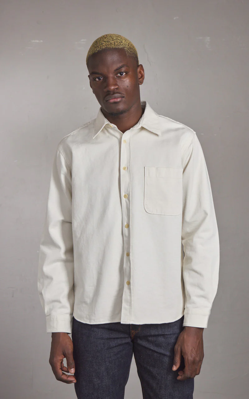 Merz b. Schwanen SHIRT01T Relaxed Fit Broken Twill Shirt Nature - Image 2