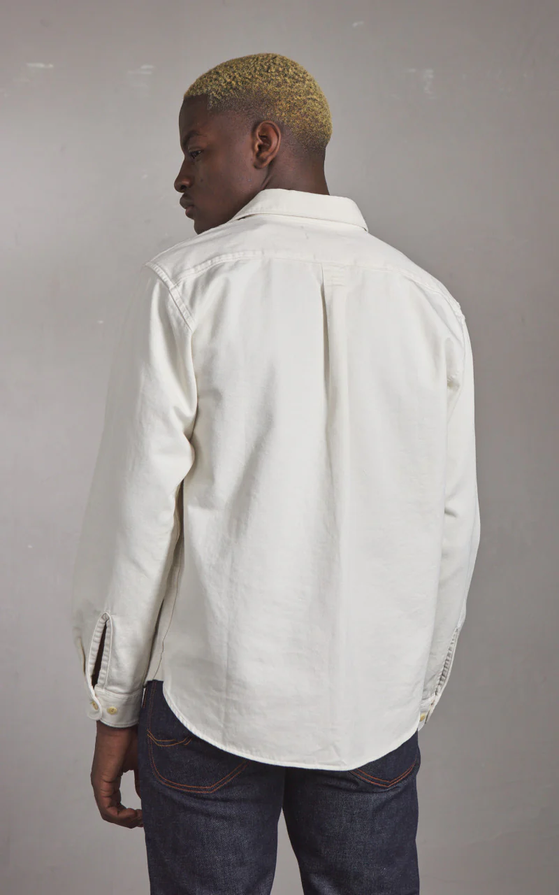 Merz b. Schwanen SHIRT01T Relaxed Fit Broken Twill Shirt Nature - Image 5