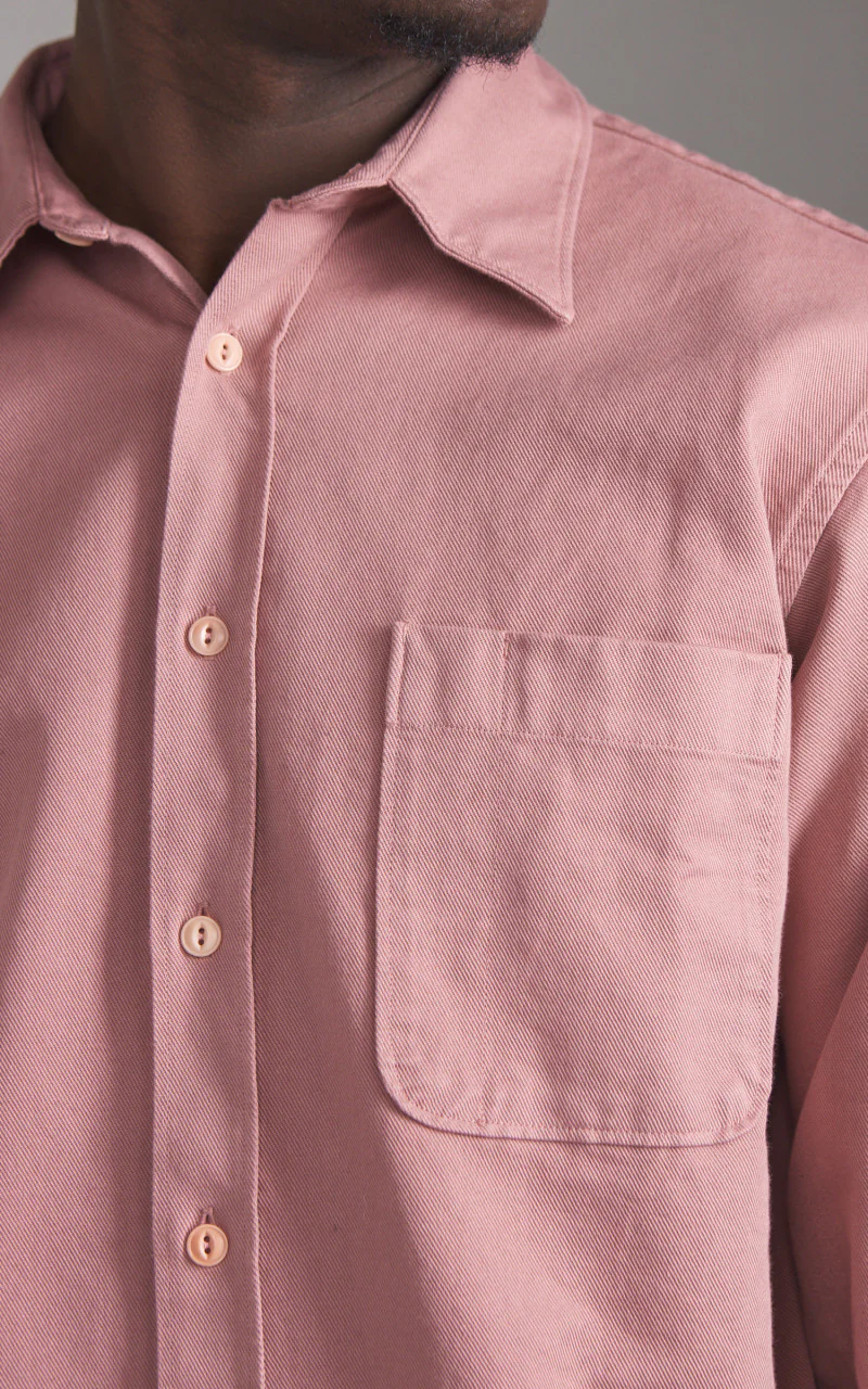 Merz b. Schwanen SHIRT01T Relaxed Fit Broken Twill Shirt Rosewood - Image 3