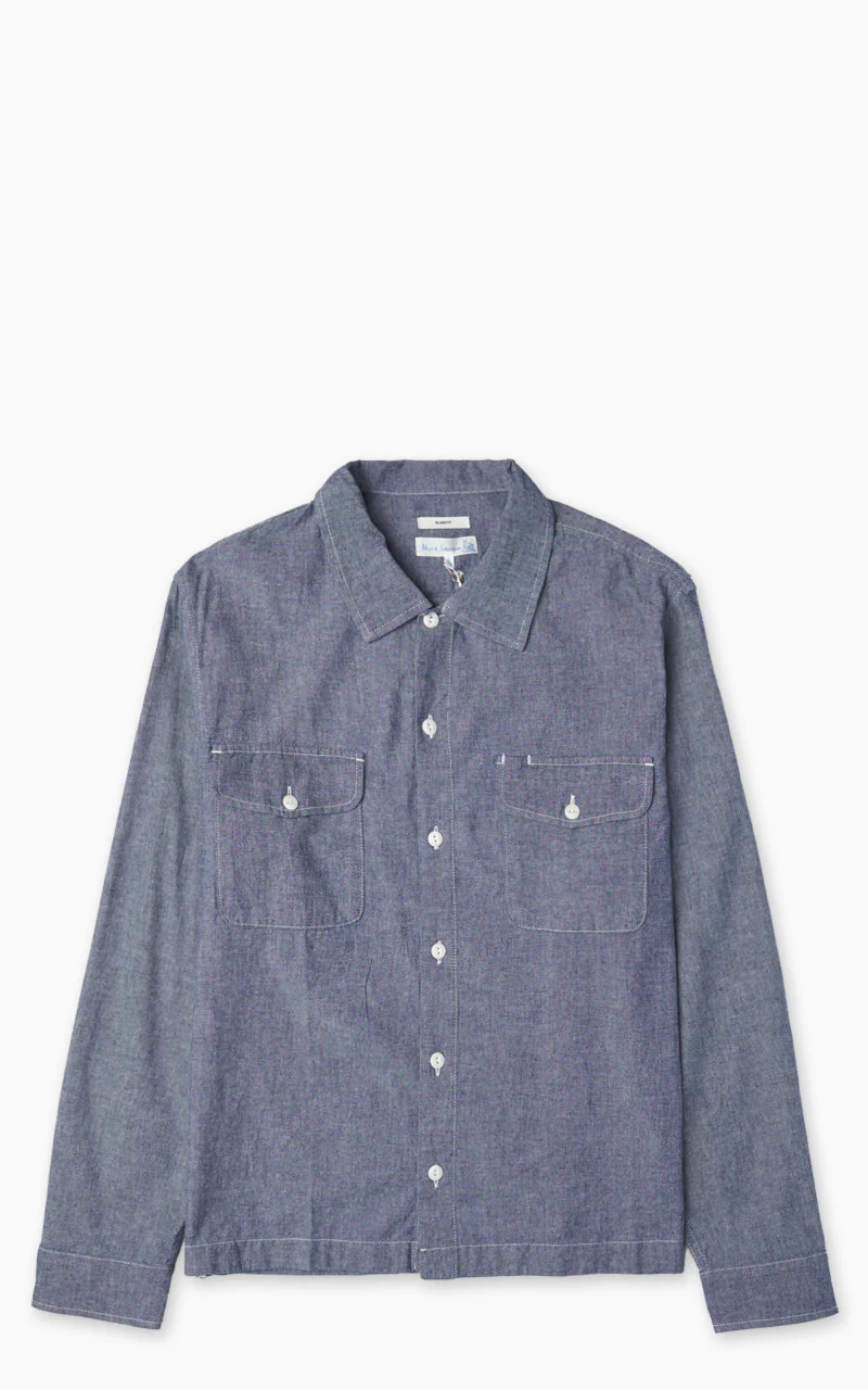 Merz b. Schwanen SHIRT06CH Chambray Shirt Denim Blue