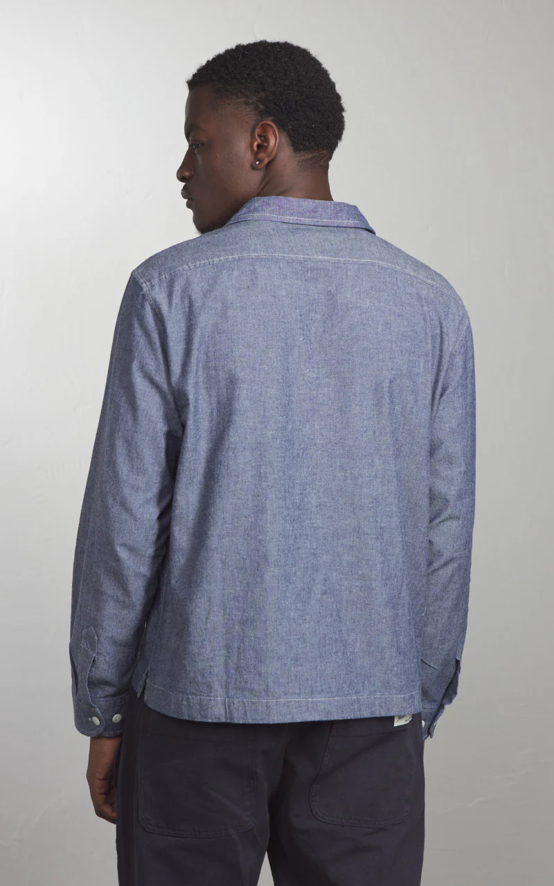 Merz b. Schwanen SHIRT06CH Chambray Shirt Denim Blue - Image 3