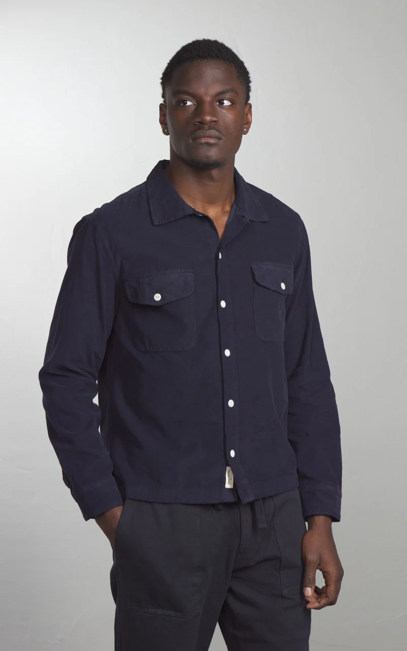 Merz b. Schwanen SHIRT06LC Corduroy Shirt Night Blue - Image 2