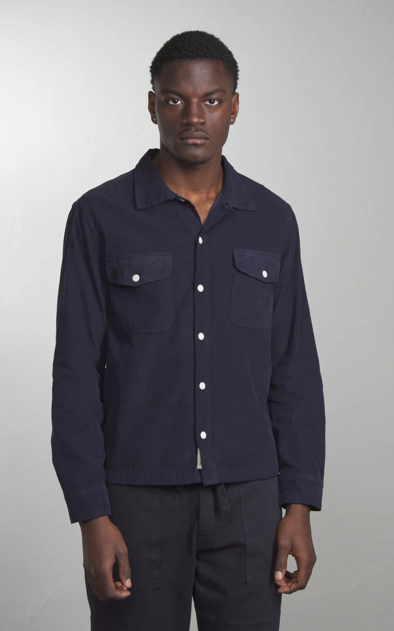 Merz b. Schwanen SHIRT06LC Corduroy Shirt Night Blue - Image 3