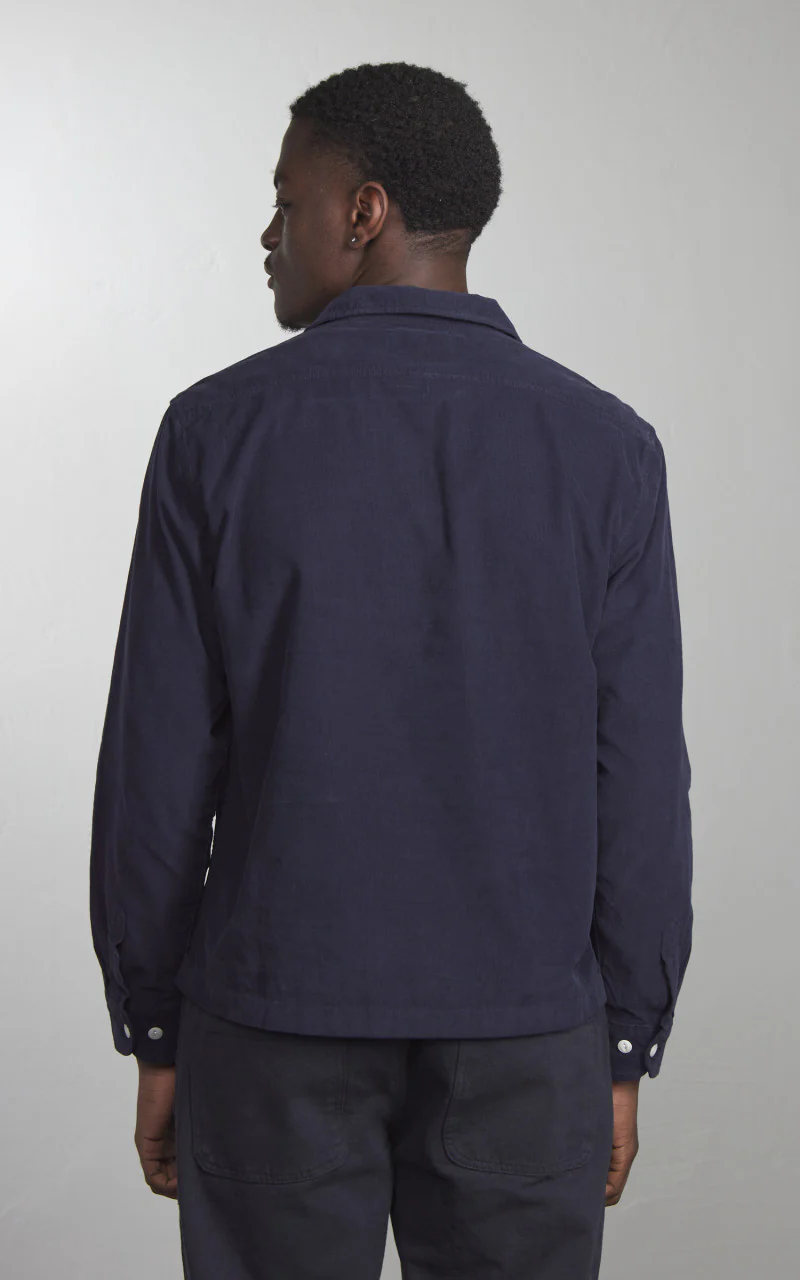 Merz b. Schwanen SHIRT06LC Corduroy Shirt Night Blue - Image 4